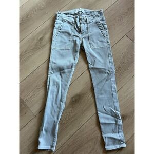 The‎ Great Utility Cargo Pants Light Teal Pinstripe Women Size 24 Made in USA